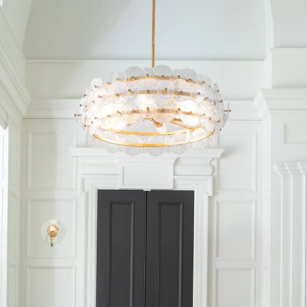 Zwisający żyrandol glamour Rene QN-RENE-6P-DSB szklany mosiądz