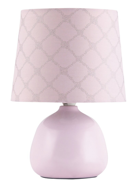 Materiałowa lampa gabinetowa Ellie 4384 na stół różowa