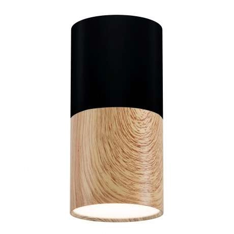 Skandynawska lampa downlight 2282862 okrągła tuba spot czarny drewniana