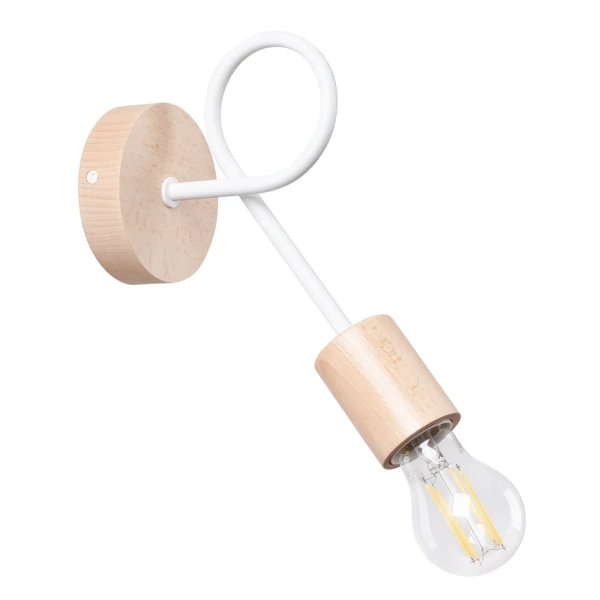 Ścienna lampa EMBER SL.1473 biała drewniana 1xE27 do sypialni