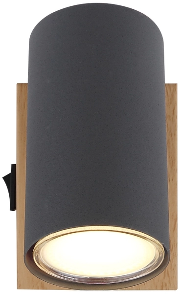 Ścienna lampa kierunkowa Robby 57911-1G grafitowa drewno