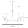 Żyrandol LAMPA klasyczna LIVERPOOL P05100CH Cosmolight abażurowy zwis na łańcuchu chrom