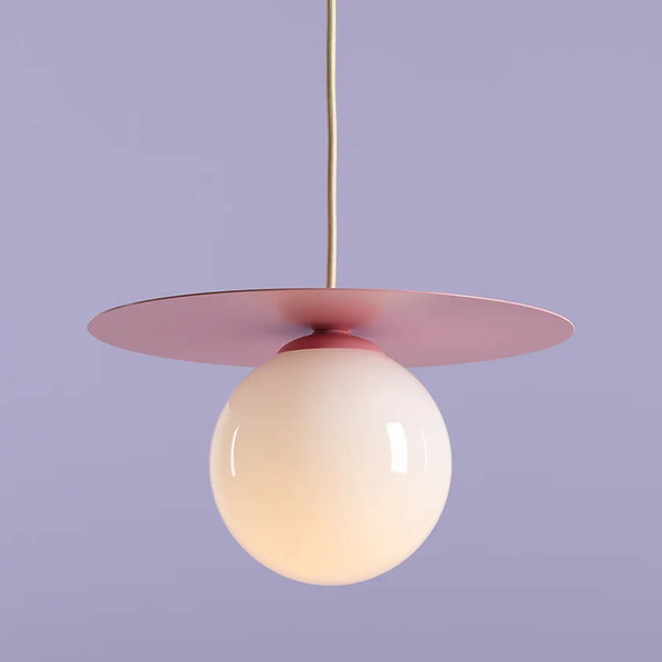 Zwisająca lampa kulista Loop 1125G18_S Aldex szklana różowa