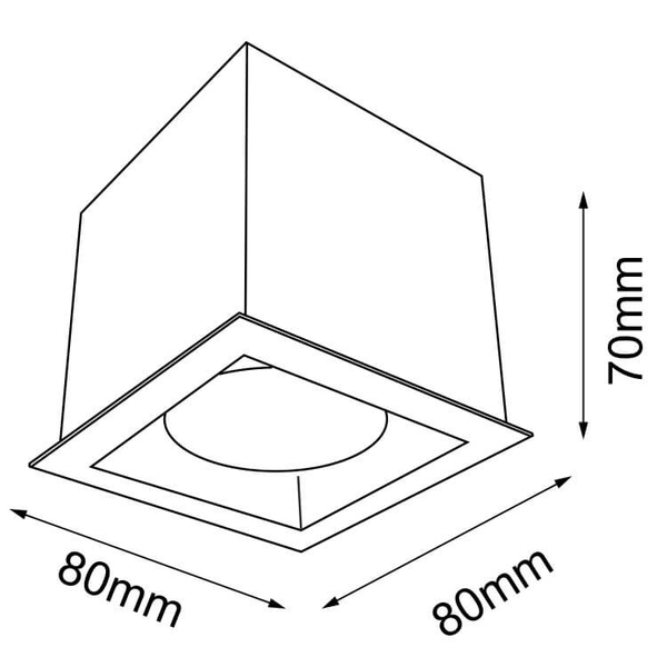 Lampa natynkowa Cage 1079 Shilo wpuszczana kwadrat do sypialni biała