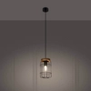 Loftowa lampa wisząca Gotto SL.1263 Sollux druciana metalowa czarna drewniana