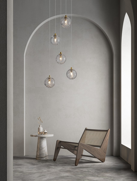Salonowa lampa wisząca CABRAL LE42903 balls crystal złota