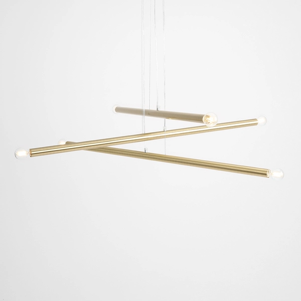 Żyrandol 6-punktowy Tubo 1072K40 Aldex lampa salonowa rurki mosiądz