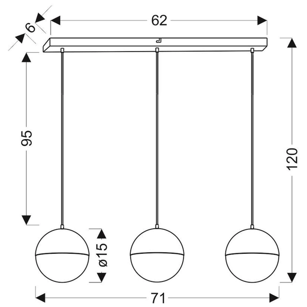 Loftowa LAMPA wisząca FURNI A0031-330 Candellux metalowa OPRAWA kule LED 15W 4000K balls czarne przezroczyste