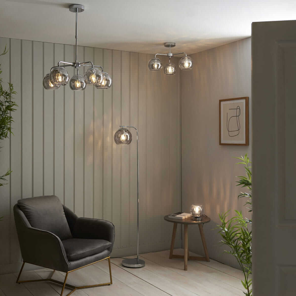 Molekułowa lampa wisząca Dimple 97972 Endon dymiona srebrna chrom