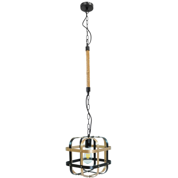 Zwisowa lampa Klatka 312471 na łańcuchu czarna złota