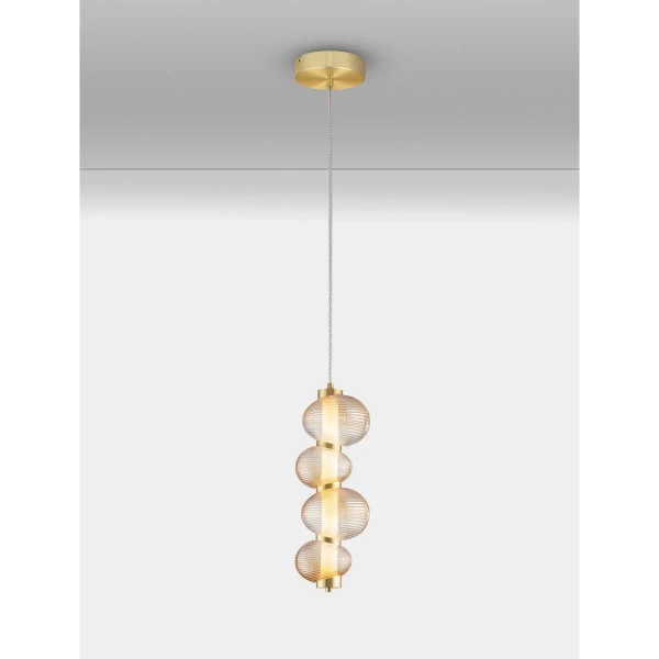 Szklana lampa wisząca TANVERA LE45204 LED 15W 3000K złota