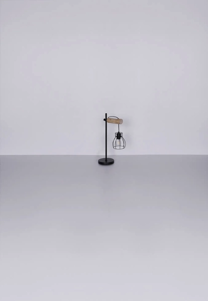 Biurkowa lampa Mina 15326TN do gabinetu czarna drewniana