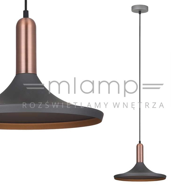 Industrialna LAMPA wisząca LUSTY MDM-3027/1 GR+RC Italux metalowa OPRAWA zwis loft miedź szary