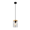 Szklana lampa wisząca Wels 31-21984 przydymiony drewniany czarny