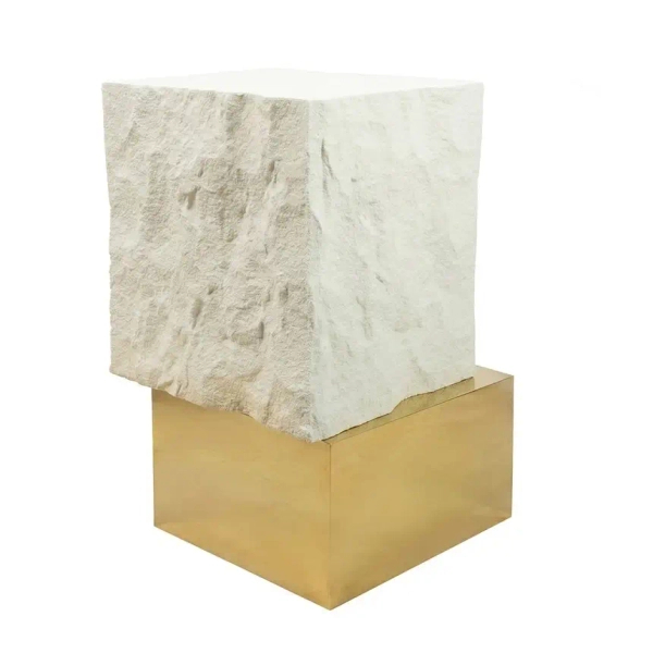 Beżowy stolik kawowy GILDA MM001501100382 złoty metalowy 47cm