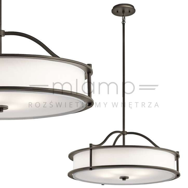 Klasyczna LAMPA wisząca KL-EMORY-P-M-OZ Elstead KICHLER okrągła OPRAWA zwis stary brąz biały