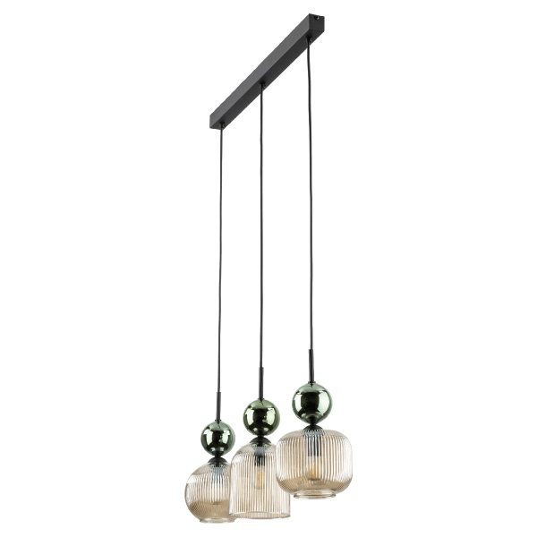 Glamour wisząca lampa na belce Sophia Green 11147 szklana zielony