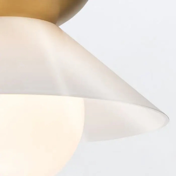 Modernistyczna lampa wisząca Saucer QN-SAUCER-1P-M-AB-OPAL szklana mosiądz
