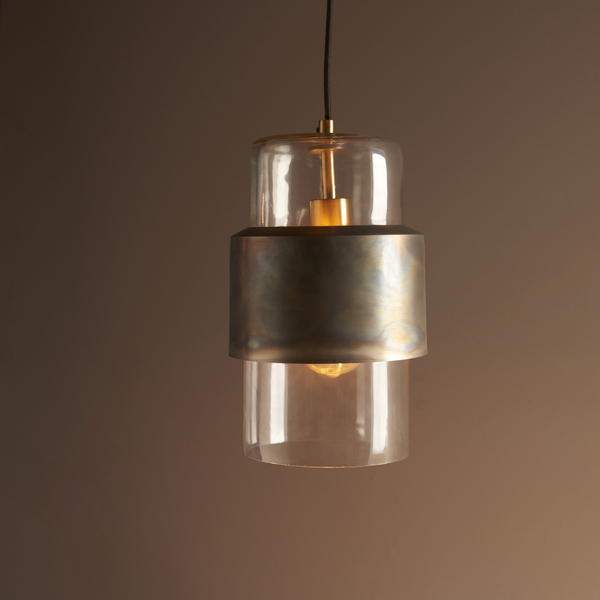 Industrialna lampa wisząca L&-190601 Light& tuba szklana brąz patyna