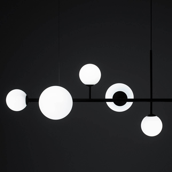 Wisząca lampa do sypialni Dione 1092K1_2 Aldex molekuły szkło czarny