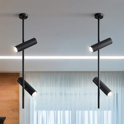 Zwisowa lampa Elti C021CL-02B tuby do jadalni czarne