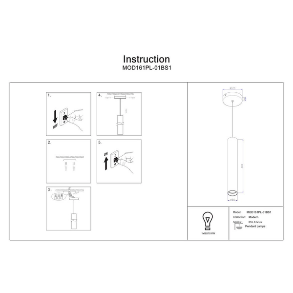Lampa wisząca nad stół Pro MOD161PL-01BS1 Maytoni do salonu mosiądz