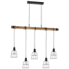 Indutrialna LAMPA wisząca PONTE PND-4290-5-L Italux metalowa OPRAWA druciane klatki zwis drewniana belka drewno czarna
