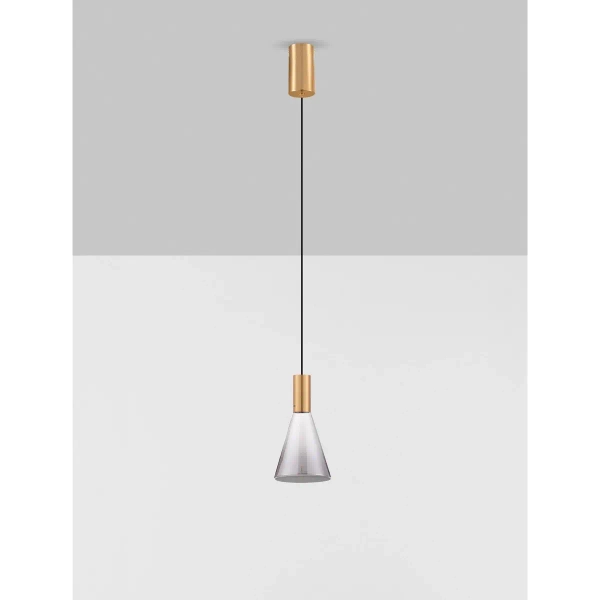 Stożkowa wisząca lampa SARDUNO LE45137 LED 8W 3000K złota szara