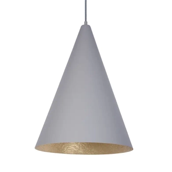 Salonowa lampa wisząca VESUVIO 41046 kompozyt stożek szary złoty