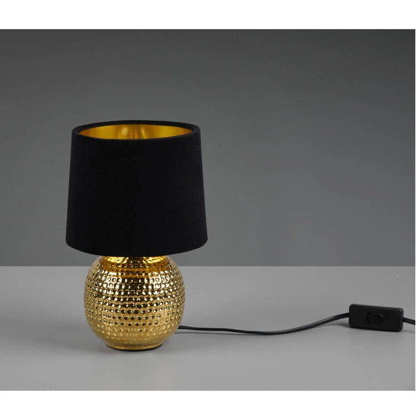 Ceramiczna lampka nocna EUDORA DL002-50821 z abażurem czarna złota