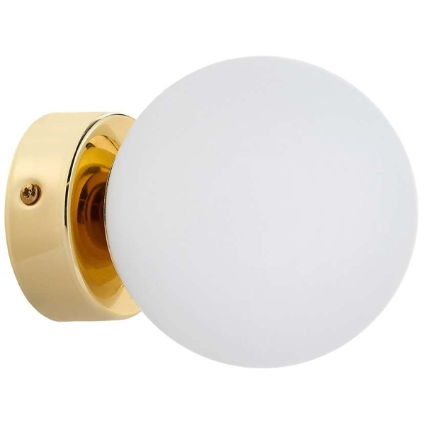 Kinkiet LAMPA ścienna ASTRA 20773105 Kaspa kulista OPRAWA szklana kula ball złota biała