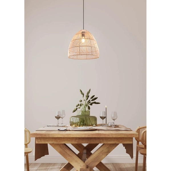 Wisząca lampa Rike R31131036 japandi eko naturalna drewniana czarna