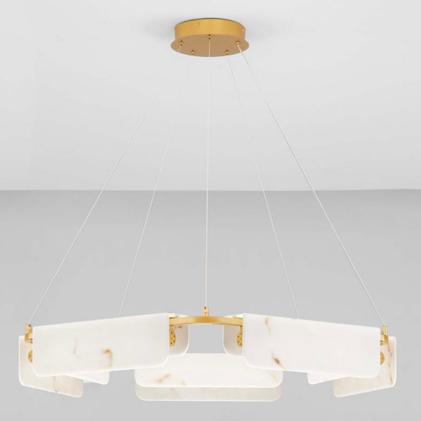 Wisząca lampa do salonu MAIRANA LE44617 LED 45W 3000K marmurowa biała złota