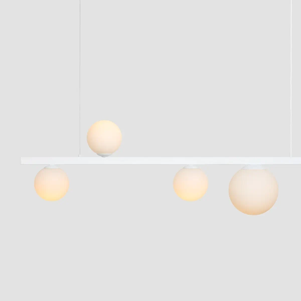 Molekułowa lampa wisząca GARDA 1099F nad wyspę szklana biała