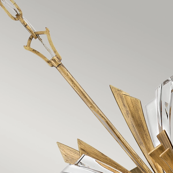 Podłużna wisząca lampa QN-VIDA-13P-W do salonu złota