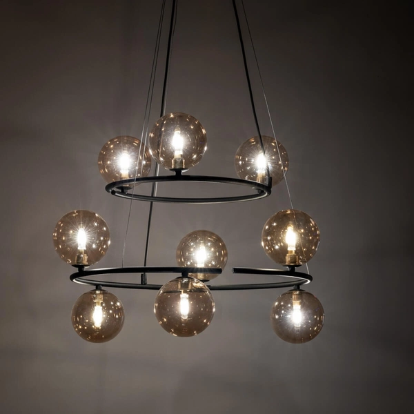 Pierścieniowa lampa wisząca Anabelle 6845 kulki do jadalni grafitowa czarna