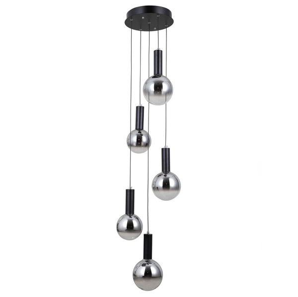 Wisząca lampa Strela PND-34378-5S-BK LED 125W 3000K czarny przydymiony
