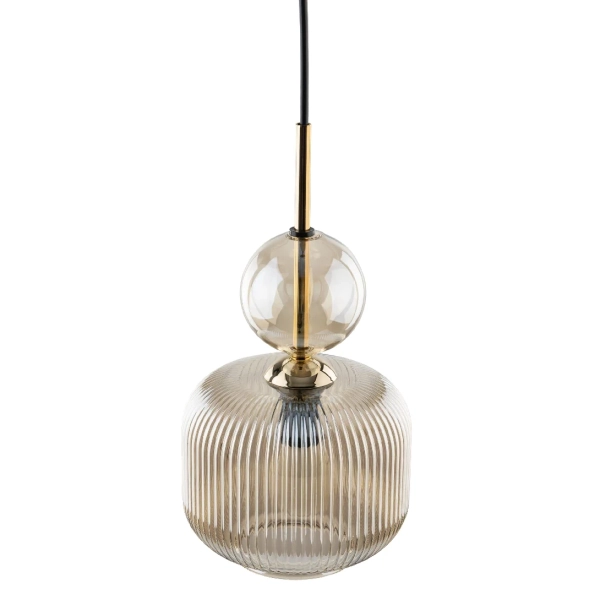 Ryflowana wisząca lampa Sophia Cognac 11038 szklana kula koniak