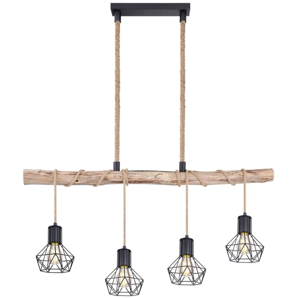 LAMPA wisząca PRISKA 54017-4HH Globo skandynawska OPRAWA belka ZWIS klatki brązowe czarne