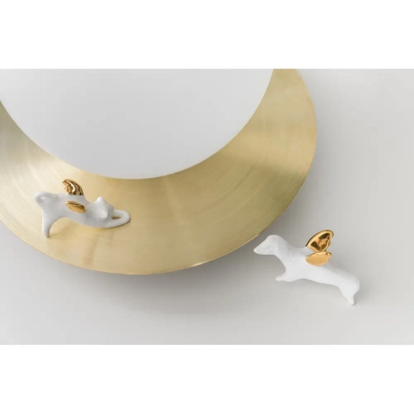 Lampa na stolik Borra BRA122P1 kulista dysk mosiądz biała