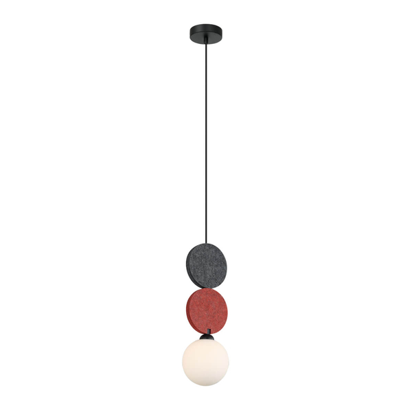 Lampa wisząca z filcu Andrea PND-59779A-1S-MLTI czerwona czarna szara
