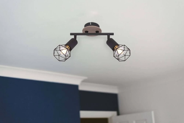 Sufitowa lampa reflektorowa Xara 54802S-2H czarna drewno