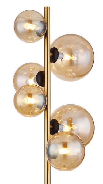 Lampa podłogowa Riha 56135-6S kule czarne bursztynowe
