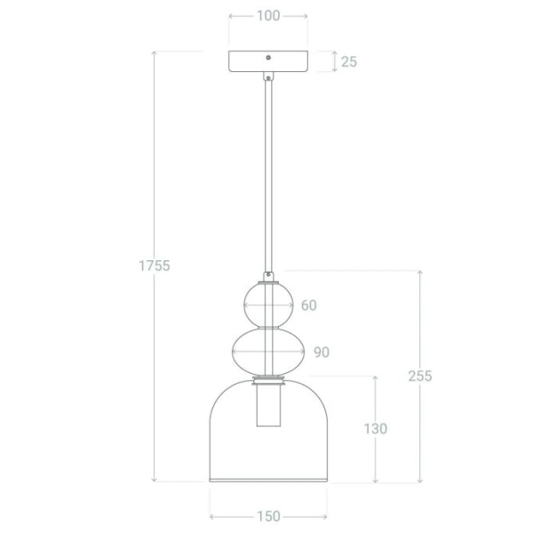 Zwieszana lampa Koloreno ABR-KOLO2-A Abruzzo bursztynowy czerwony dymiony