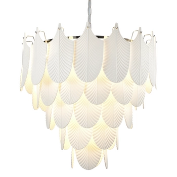 Wisząca lampa Palermo P21473WH Cosmolight ceramiczna liście białe