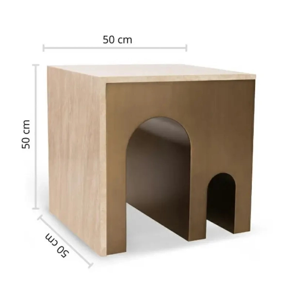 Stolik do nowoczesnych wnętrz KORI MM001501100378 złoty trawertyn 50cm