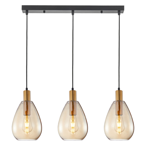 Lampa na listwie wisząca Zulo PND-27812-3-BRO-AMB do jadalni bursztynowa