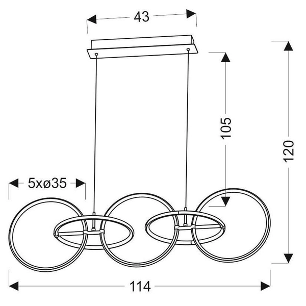 LAMPA wisząca KOS A0022-350 Candellux metalowa OPRAWA okręgi LED 60W 4000K rings ZWIS pierścienie chrom