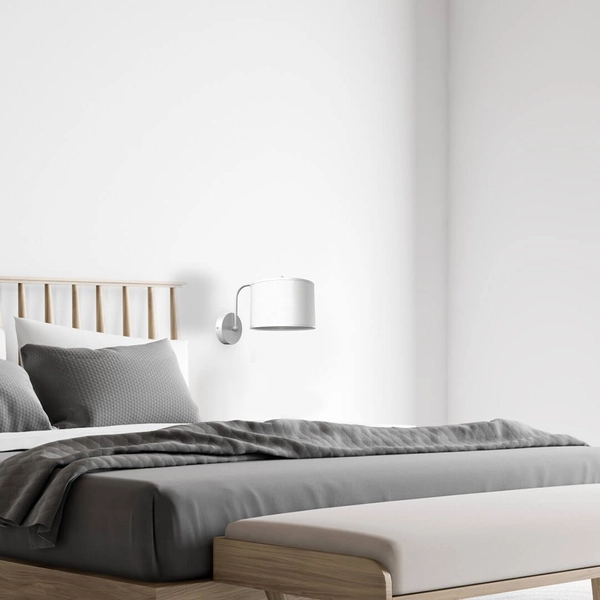 Ścienna lampa abażurowa Albion kinkiet do sypialni biały