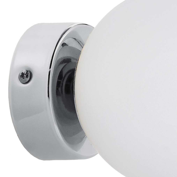Kinkiet LAMPA ścienna MIJA 20763103 Kaspa szklana OPRAWA modernistyczna kula ball chrom biała